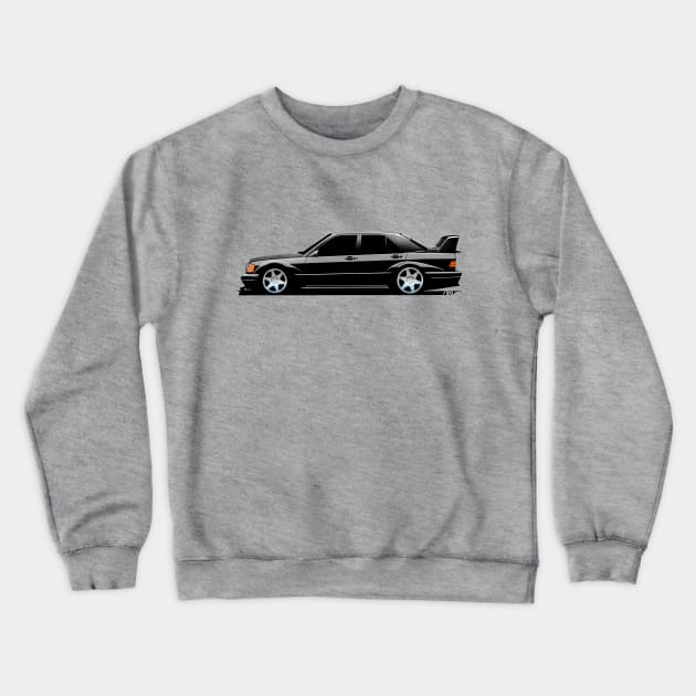 Mercedes 190E Cosworth Evolution II (Black) - Roadside Icons Crewneck Sweatshirt by y30man5